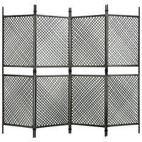 vidaXL 4-Panel Room Divider Poly Rattan Anthracite 94.5"x78.7"