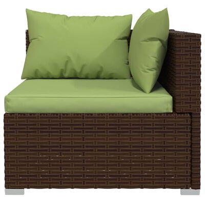 vidaXL 11 Piece Patio Lounge Set with Cushions Poly Rattan Brown