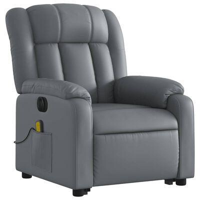 vidaXL Electric Stand up Massage Recliner Chair Gray Faux Leather