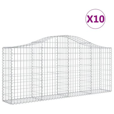 vidaXL Arched Gabion Baskets 10 pcs 78.7"x11.8"x31.5"/39.4" Galvanized Iron