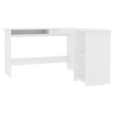 vidaXL L-Shaped Corner Desk White 47.2"x55.1"x29.5" Engineered Wood