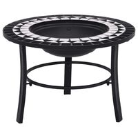 vidaXL Mosaic Fire Pit Black and White 26.8" Ceramic