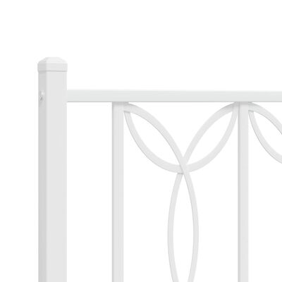 vidaXL Metal Bed Frame without Mattress with Headboard White 39.4"x78.7"