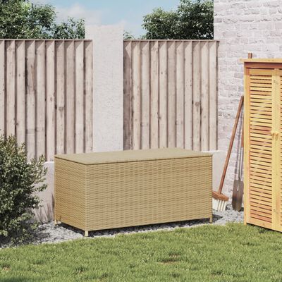 vidaXL Garden Storage Box Mix Beige 50.2 Gal Poly Rattan