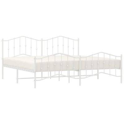 vidaXL Metal Bed Frame with Headboard and Footboard White 76"x79.9" King