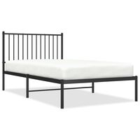 vidaXL Metal Bed Frame with Headboard Black 39.4"x74.8" Twin