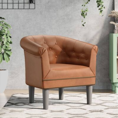 vidaXL Tub Chair Brown Faux Leather