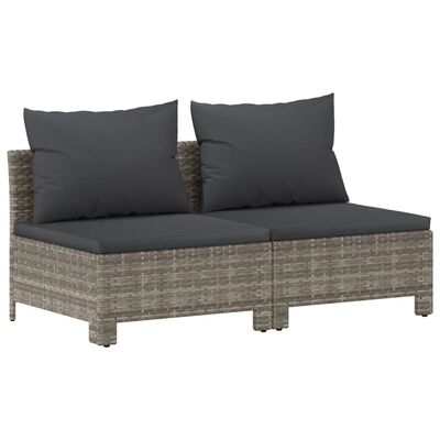 vidaXL 7 Piece Patio Lounge Set with Cushions Gray Poly Rattan