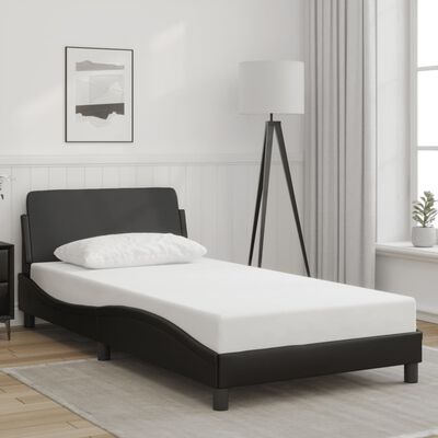 vidaXL Bed Frame without Mattress Black 39.4"x74.8" Faux Leather