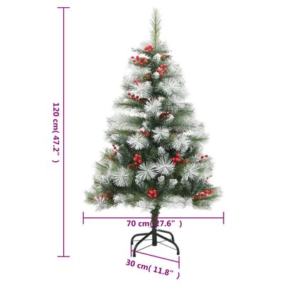 vidaXL Artificial Hinged Christmas Tree with Cones and Berries 47.2"