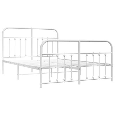 vidaXL Metal Bed Frame with Headboard and Footboard White 59.1"x78.7"