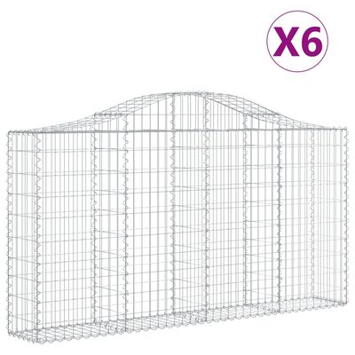 vidaXL Arched Gabion Baskets 6 pcs 78.7"x11.8"x39.4"/47.2" Galvanized Iron