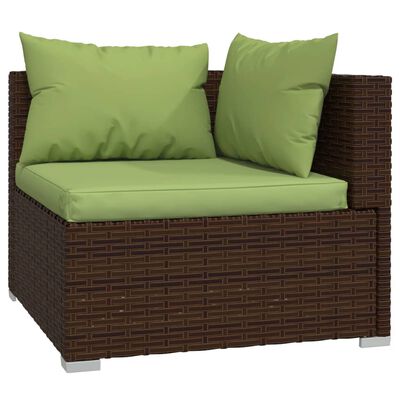 vidaXL 9 Piece Patio Lounge Set with Cushions Poly Rattan Brown