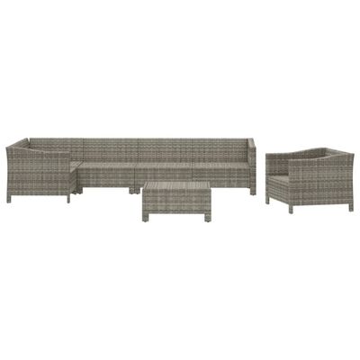 vidaXL 7 Piece Patio Lounge Set with Cushions Gray Poly Rattan