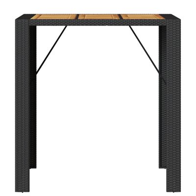 vidaXL Patio Bar Table with Acacia Wood Top Black 41.3"x31.5"x43.3" Poly Rattan