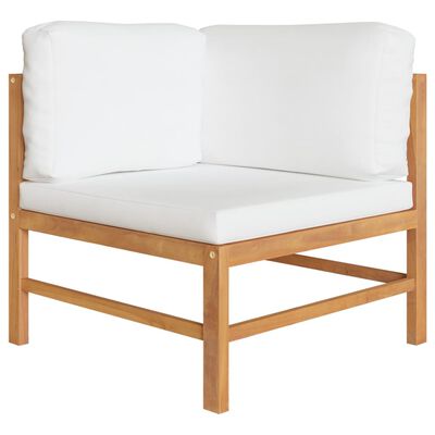 vidaXL 4 Piece Patio Lounge Set with Cream Cushions Solid Teak Wood