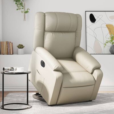 vidaXL Electric Stand up Massage Recliner Chair Cream Faux Leather