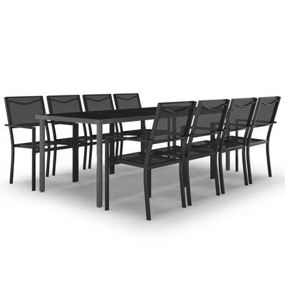 vidaXL 9 Piece Patio Dining Set Steel