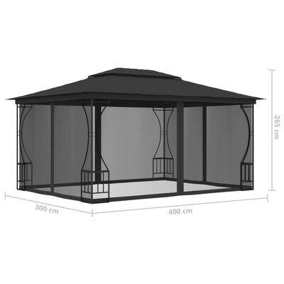 vidaXL Gazebo with Nets 9.8'x13.1'x8.7' Anthracite