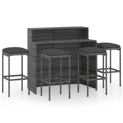 vidaXL 5 Piece Patio Bar Set with Cushions Gray