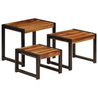 vidaXL Nesting Tables 3 pcs Solid Sheesham Wood