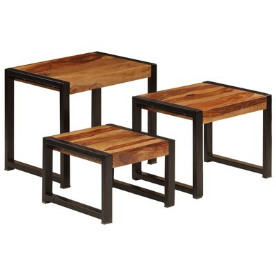 vidaXL Nesting Tables 3 pcs Solid Sheesham Wood