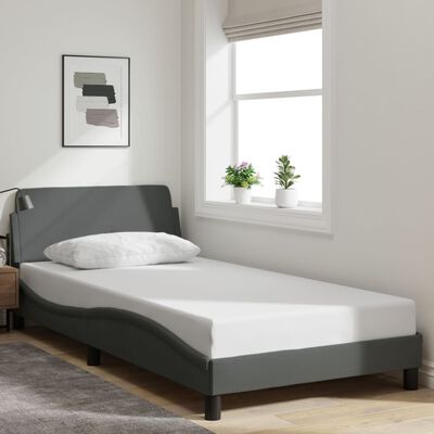 vidaXL Bed Frame with Headboard Dark Gray 39.4"x79.9" Twin XL Fabric