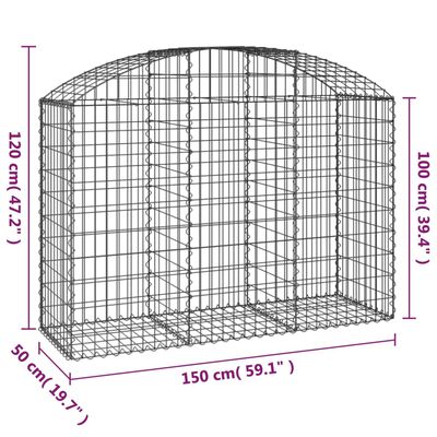 vidaXL Arched Gabion Basket 59.1"x19.7"x39.4"/47.2" Galvanized Iron