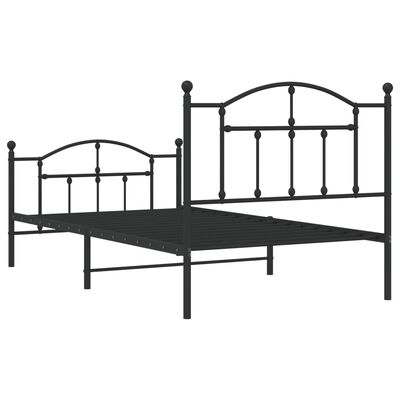 vidaXL Metal Bed Frame without Mattress with Footboard Black 39.4"x74.8"