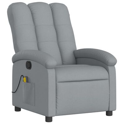 vidaXL Massage Recliner Chair Light Gray Fabric