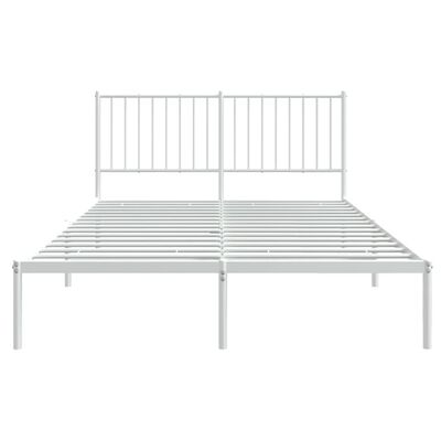 vidaXL Metal Bed Frame without Mattress with Headboard White 53.1"x74.8"