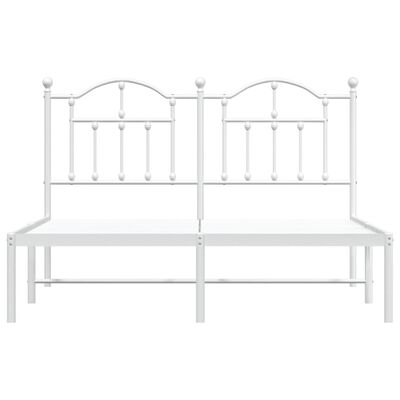 vidaXL Metal Bed Frame without Mattress with Headboard White 59.1"x78.7"