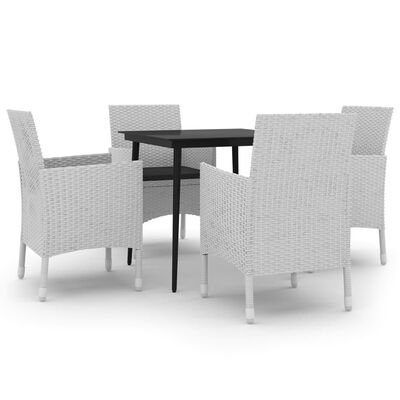 vidaXL 5 Piece Patio Dining Set with Cushions Poly Rattan and Glass