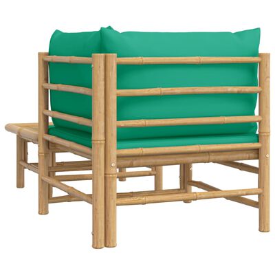 vidaXL 2 Piece Patio Lounge Set with Green Cushions Bamboo