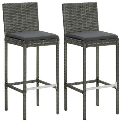 vidaXL 3 Piece Patio Bar Set with Cushions Poly Rattan Gray