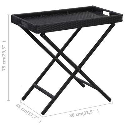 vidaXL Folding Table Black 31.5"x17.7"x29.5" Poly Rattan