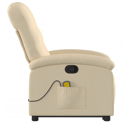 vidaXL Stand up Massage Recliner Chair Cream Fabric