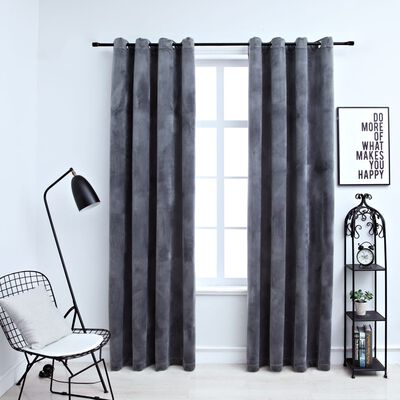 vidaXL Blackout Curtains with Rings 2 pcs Anthracite 54"x95" Velvet