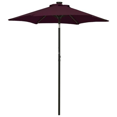 vidaXL Garden Parasol with LED Lights Bordeaux Red 78.7"x83.1" Aluminum