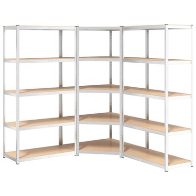 vidaXL 5-Layer Shelves 3 pcs Silver Steel&Engineered Wood