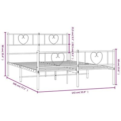 vidaXL Metal Bed Frame without Mattress with Footboard Black 53.1"x74.8"