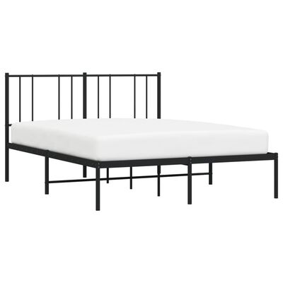 vidaXL Metal Bed Frame without Mattress with Headboard Black 53.1"x74.8"