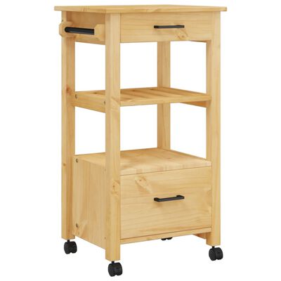 vidaXL Kitchen Trolley MONZA 18.9"x15.7"x35.4" Solid Wood Pine