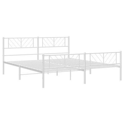 vidaXL Metal Bed Frame without Mattress with Footboard White 72"x83.9"