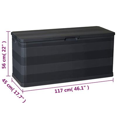 vidaXL Patio Storage Box Black 46.1"x17.7"x22"