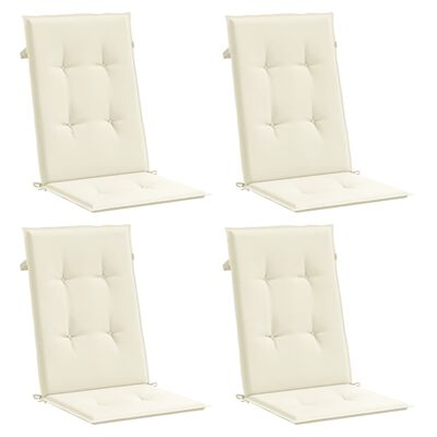 vidaXL Garden Highback Chair Cushions 4 pcs Cream 47.2"x19.7"x1.2" Fabric