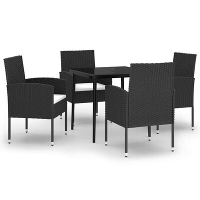 vidaXL 5 Piece Patio Dining Set Black