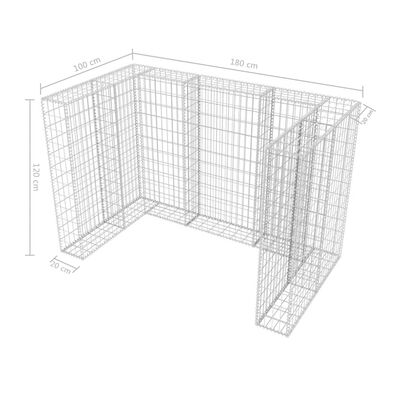 vidaXL Gabion Double Wheelie Bin Surround Steel 70.9"x39.4"x47.2"