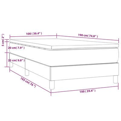 vidaXL Box Spring Bed with Mattress Light Gray 39.4"x74.8" Twin Velvet