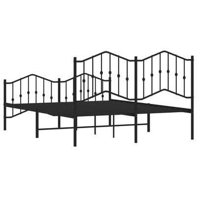 vidaXL Metal Bed Frame without Mattress with Footboard Black 53.1"x74.8"